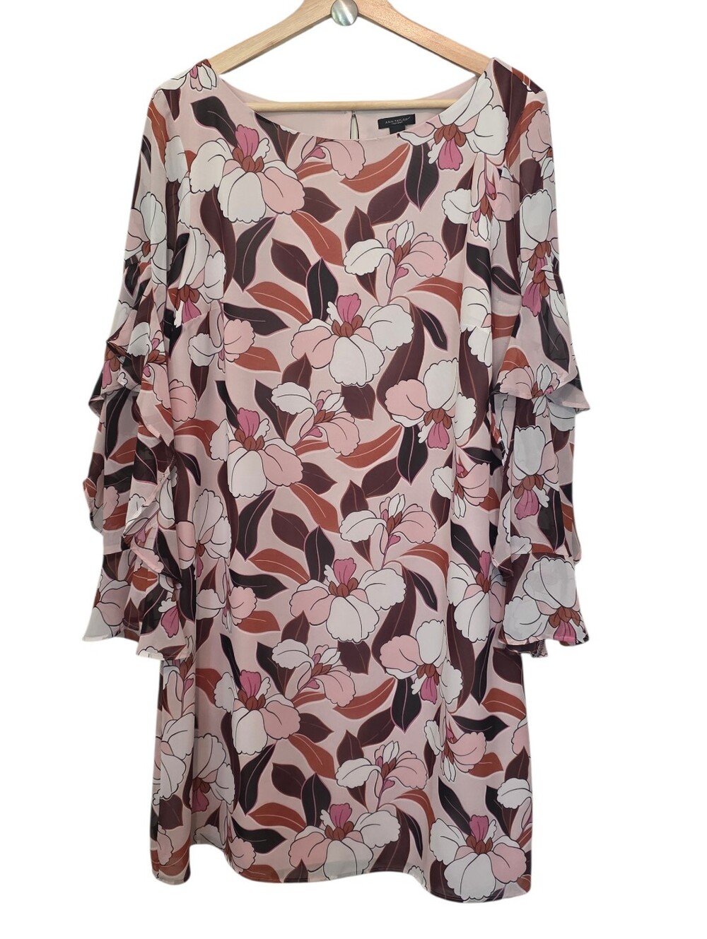 Ann Taylor Factory Floral Petals Shift Dress Flutter Sleeves EUC Size 10
